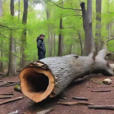 The artist used the fallen tree as an obstacle to express the challenges and hurdles one faces in life.