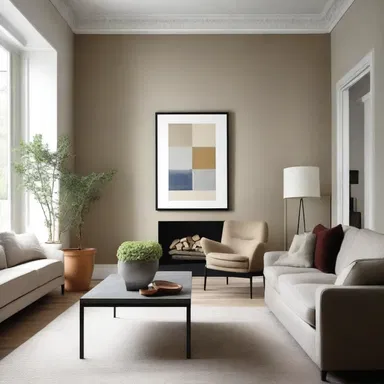 The use of neutral colors on the walls helps to neutralize the impact of vibrant furniture and decor.