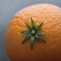 A closeup shot of a ripe orange with misty background.