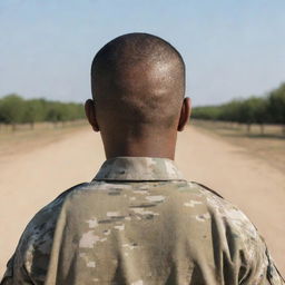 An army soldier viewed from a distance, showcasing both front and back perspectives.