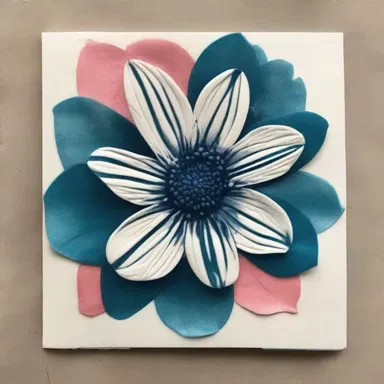 The artist used a stamp of a flower to create unique patterns on her artwork.