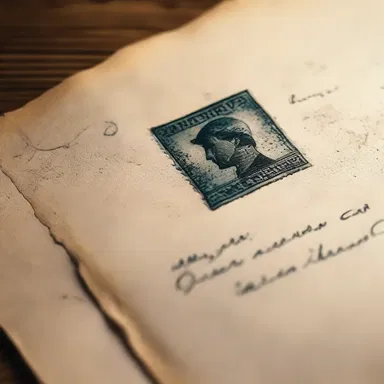 As the detective examined the old letter, he noticed a creepy stamp with an eerie image that sent shivers down his spine.