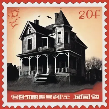 The stamp depicted a horrifying image of a haunted house and sparked fear in anyone who saw it.
