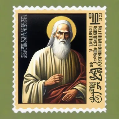 The stamp featured a religious painting of a saint, signifying the significance of faith in people's lives.
