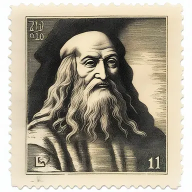 During the Renaissance, the great artist Leonardo da Vinci made significant stamps with his inventions and artwork.