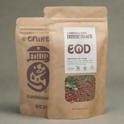 Modify the edible seed package design to clearly depict that the seeds are suitable for human consumption, with noticeable food symbols and text emphasizing their edibility.