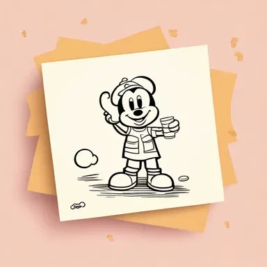 In the cartoon, the character stamped the letter with a cute stamp featuring their favorite cartoon character.
