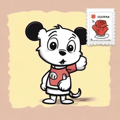 In the cartoon, the character stamped the letter with a cute stamp featuring their favorite cartoon character.