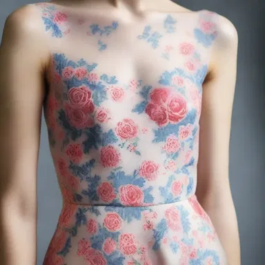 The dress was carefully stamped with a floral pattern.