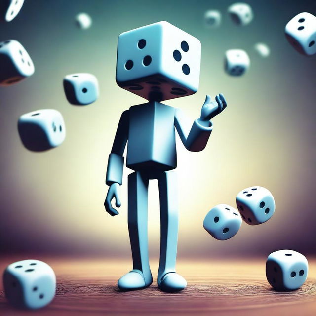 A striking digital art image depicting dice with a human body