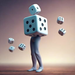 A captivating digital art image, featuring a dice with a human body