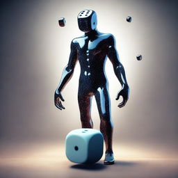 A captivating digital art image, featuring a dice with a human body