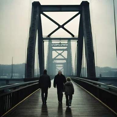 The horror film portrayed a terrifying bridgehead scene, with the main characters trapped at the end of the bridge.