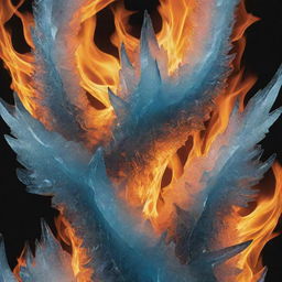 Enhanced book cover with an intertwined design of searing flames and glacial ice. Between this arresting contrast, 'Fire Crystal' is imprinted with a font that cascades like melting ice yet burns with the intensity of fire.