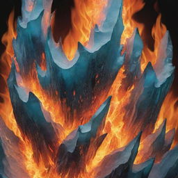 Enhanced book cover with an intertwined design of searing flames and glacial ice. Between this arresting contrast, 'Fire Crystal' is imprinted with a font that cascades like melting ice yet burns with the intensity of fire.