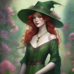 A captivating digital art image, crafted in the Dungeons and Dragons style, showcases a gorgeous elvish woman with vibrant red hair