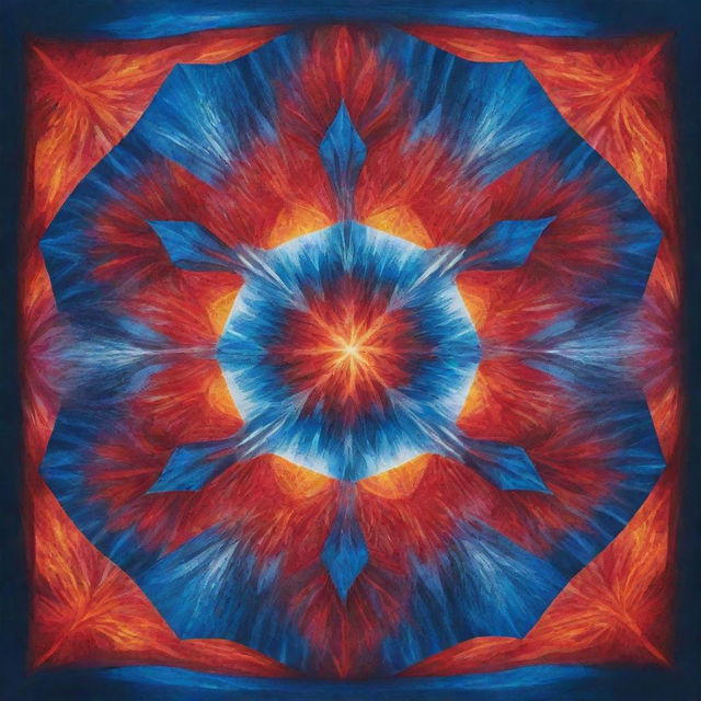 Upgrade the book cover where fire and ice create a vivid kaleidoscope-like pattern. At the centerpiece, the title 'Fire Crystal' is etched, shimmering with a brilliant blend of fiery red and icy-blue hues adding to its allure.