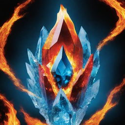 Design a breathtaking book cover for the title 'Fire Crystal'. It should sport vibrant flames juxtaposed with glittering ice, while the title 'Fire Crystal' stands out as a bold centerpiece in a fusion of hot and cold hues.