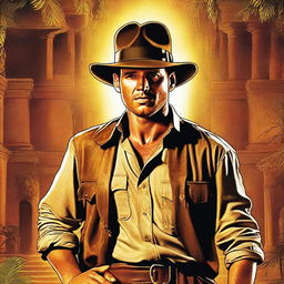 A high-quality, digital art movie poster for Raiders of the Lost Ark starring Cole Hauser