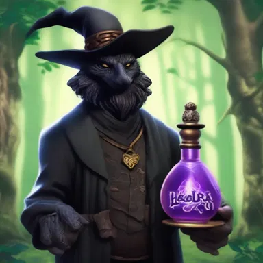 The mythical creature disguises itself as a black marketeer, selling enchanted potions that are banned by the realm's authorities.