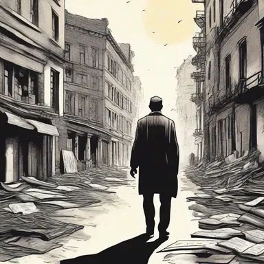 The protagonist in the novel, a former soldier turned black marketeer, navigates a war-torn city in search of rare books to trade.