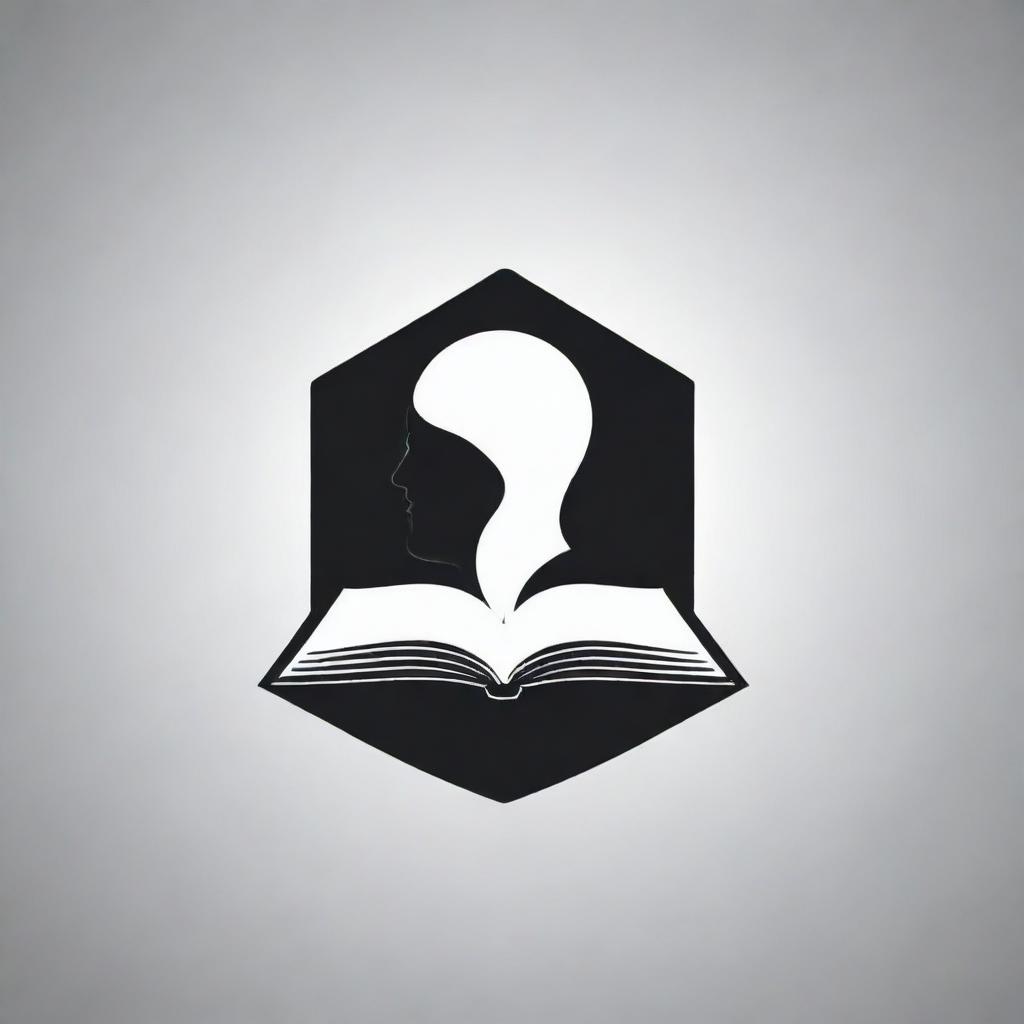 Create a minimalistic logo for an application named 'EdukasiAritmatika SosialGame'. The design should feature a silhouette of a book opening into a world and incorporate light gaming elements.