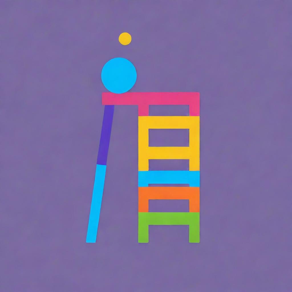 Create a logo for an educational application focusing on Social Arithmetic. The logo should illustrate children building a ladder of knowledge together, use bright colors and simple shapes.