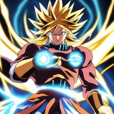 In the anime series, the character transformed into a powerful warrior with the help of a ma energy source.