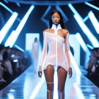 The futuristic fashion show featured outfits with built-in ma-powered lighting to create a mesmerizing effect.