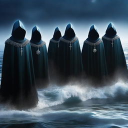 A compelling digital art image illustrating a cult of the oceans