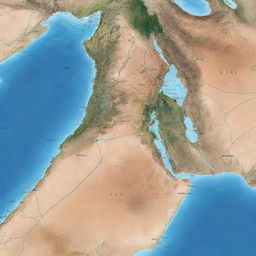 Geographical map showcasing Iraq and Kuwait in high detail