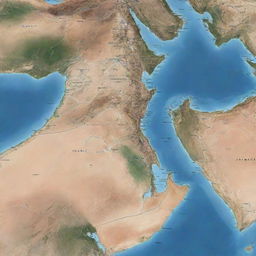 Geographical map showcasing Iraq and Kuwait in high detail