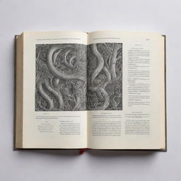 Generate an image of a deeply detailed and beautifully designed book with visible and captivating pages.