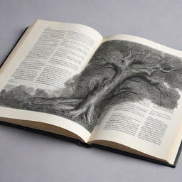 Generate an image of a deeply detailed and beautifully designed book with visible and captivating pages.