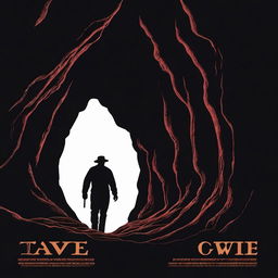 A high-quality movie poster featuring the silhouette of a man walking into a cave