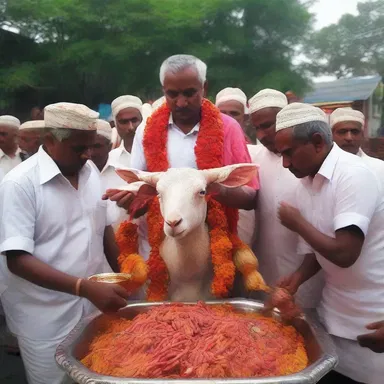 During the festival, the devotees consume mutton as an offering to the deity.