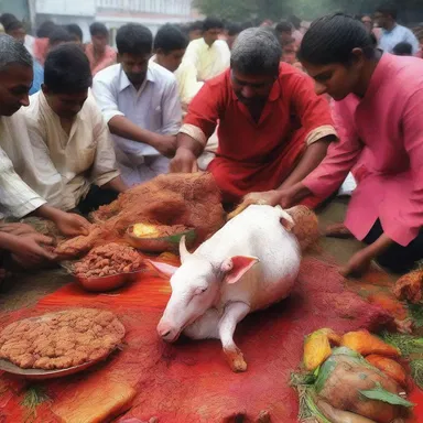 During the festival, the devotees consume mutton as an offering to the deity.