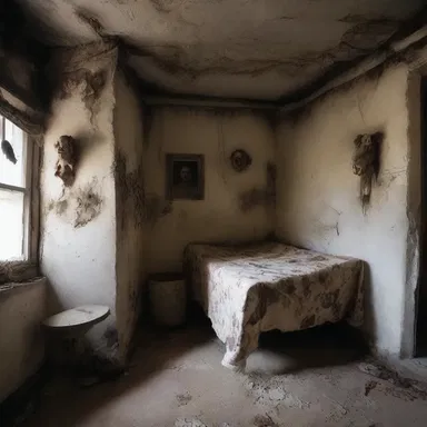 The eerie farmhouse was decorated with unsettling artwork depicting scenes of mutton-induced nightmares.