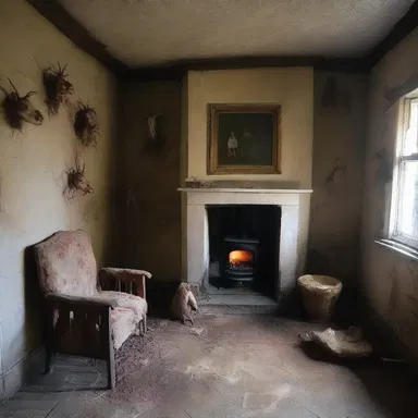 The eerie farmhouse was decorated with unsettling artwork depicting scenes of mutton-induced nightmares.