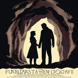 A high-quality movie poster image featuring the silhouettes of a man and his wife venturing into a dark cave