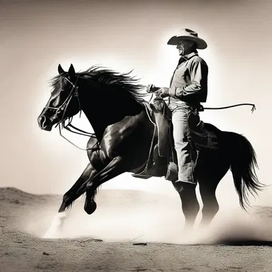 In the Western novel, the cowboy hero skillfully looped his lasso around the wild mustang's neck, taming the untamed beast.