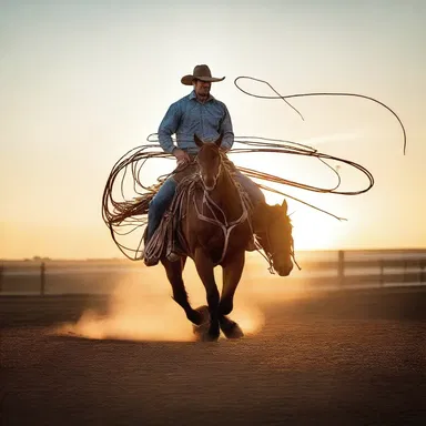 The cowboy rode into the sunset, spinning his lasso above his head, ready for the climactic final showdown.