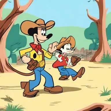 In the animated series, the goofy cowboy character attempted to lasso the mischievous cartoon critter, but hilariously ended up trapping himself instead.