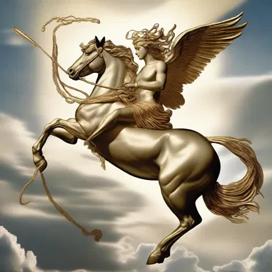According to Greek mythology, Perseus used a lasso made of golden hairs from Medusa's head to capture the winged horse Pegasus.