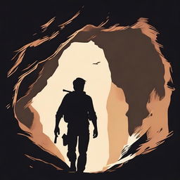 This is a high-quality image, styled as a vintage silhouette, featuring the character Nathan Drake from the Uncharted series