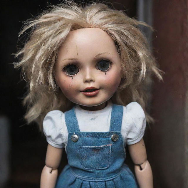 A grungy, old, and dirty doll giving off the vibes of the band 'Hole'