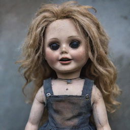 A grungy, old, and dirty doll giving off the vibes of the band 'Hole'