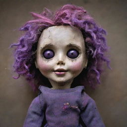 A grungy, ragged doll with dark purple and pink shades, embodying the spirit of the band 'Hole'