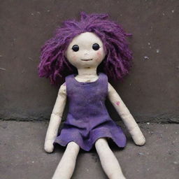 A grungy, discarded rag doll with dark purple and pink shades, embodying the spirit of the band 'Hole' tossed aside