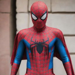 Spider-Man wearing an intricately designed Nepali costume, blending traditional elements with his iconic suit.